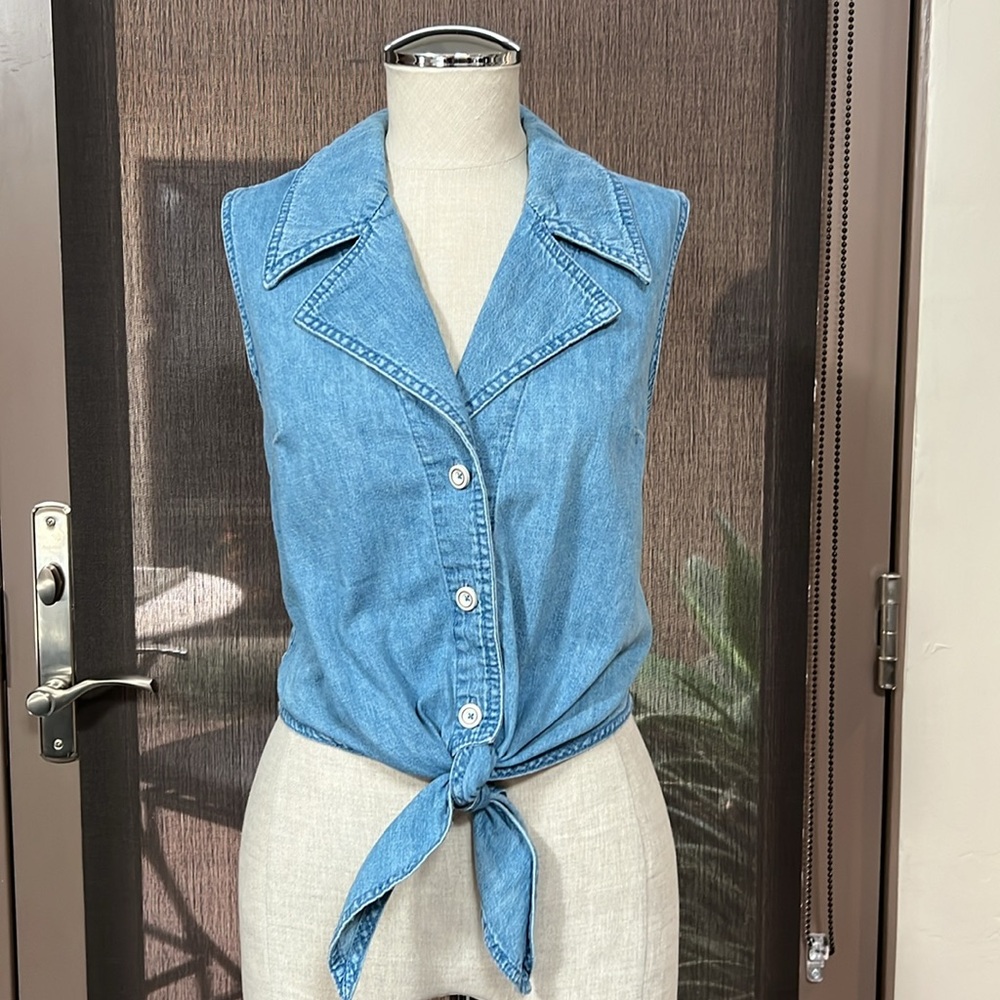 Pilcro by Anthropology tie denim top